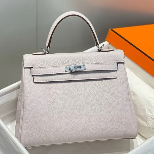 Hermes Kelly 25cm Retourne Bag In Mauve Pale Clemence Leather