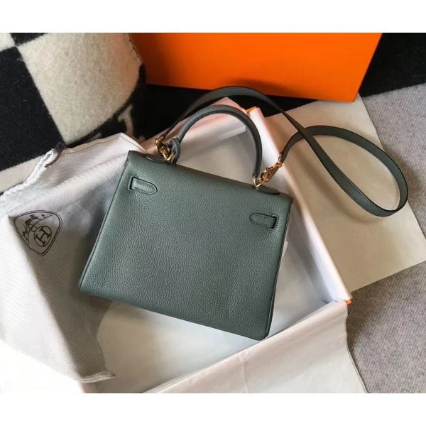 Hermes Kelly 25cm Retourne Bag In Vert Amande Clemence Leather - Image 2