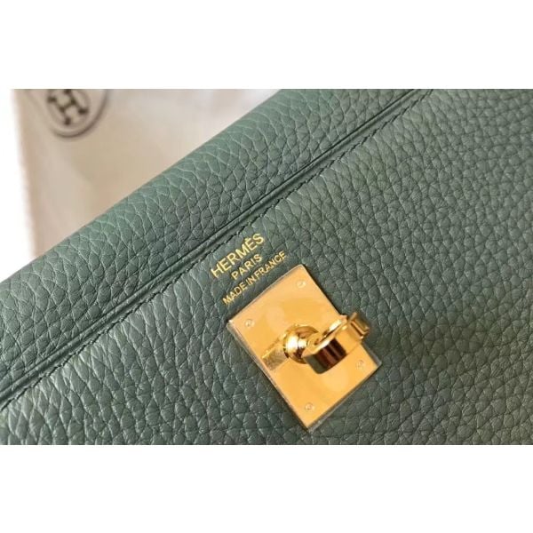 Hermes Kelly 25cm Retourne Bag In Vert Amande Clemence Leather - Image 4