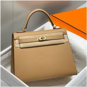 Hermes Kelly 25cm Sellier Bag In Chai Epsom Leather GHW