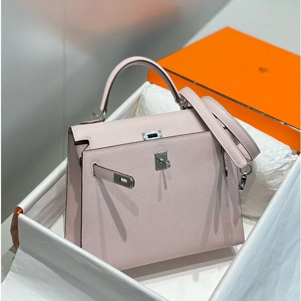 Hermes Kelly 25cm Sellier Bag In Mauve Pale Epsom Leather - Image 2