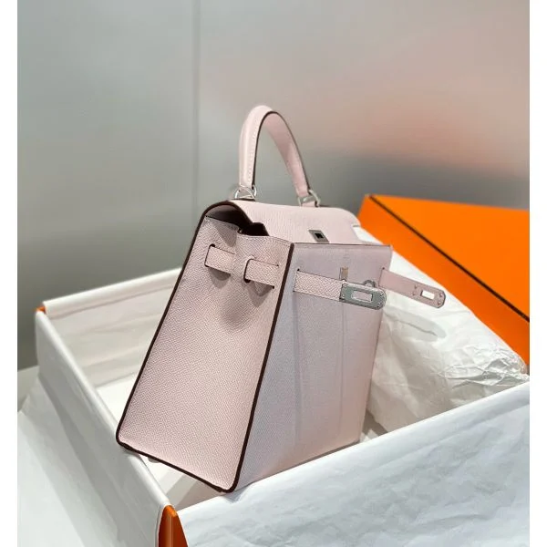 Hermes Kelly 25cm Sellier Bag In Mauve Pale Epsom Leather - Image 3