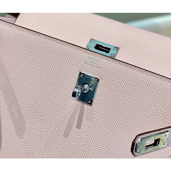 Hermes Kelly 25cm Sellier Bag In Mauve Pale Epsom Leather - Image 4