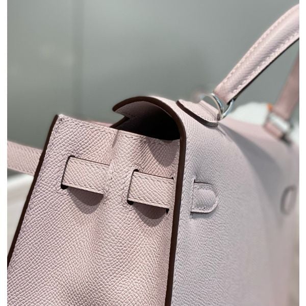 Hermes Kelly 25cm Sellier Bag In Mauve Pale Epsom Leather - Image 5