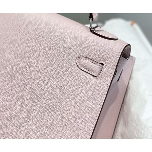 Hermes Kelly 25cm Sellier Bag In Mauve Pale Epsom Leather - Image 6
