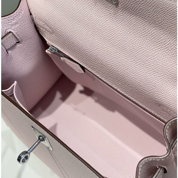 Hermes Kelly 25cm Sellier Bag In Mauve Pale Epsom Leather - Image 8