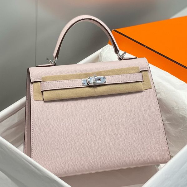 Hermes Kelly 25cm Sellier Bag In Mauve Pale Epsom Leather - Image 9