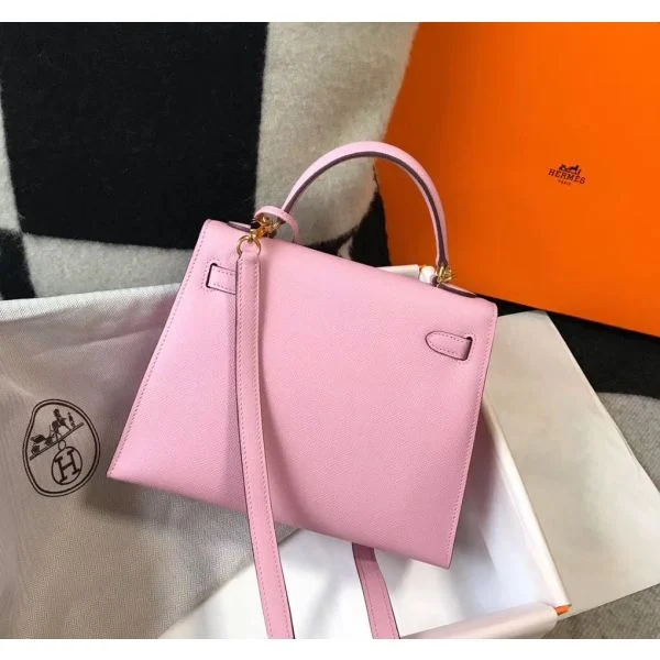 Hermes Kelly 25cm Sellier Bag In Mauve Sylvestre Epsom Leather - Image 2