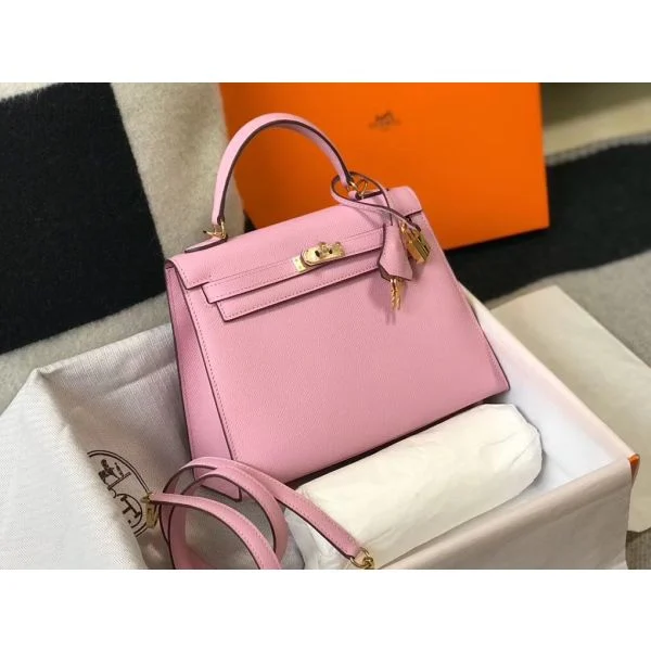Hermes Kelly 25cm Sellier Bag In Mauve Sylvestre Epsom Leather - Image 4