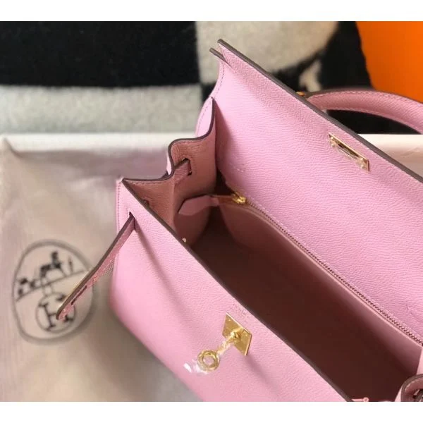 Hermes Kelly 25cm Sellier Bag In Mauve Sylvestre Epsom Leather - Image 5