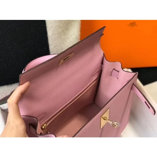 Hermes Kelly 25cm Sellier Bag In Mauve Sylvestre Epsom Leather - Image 8