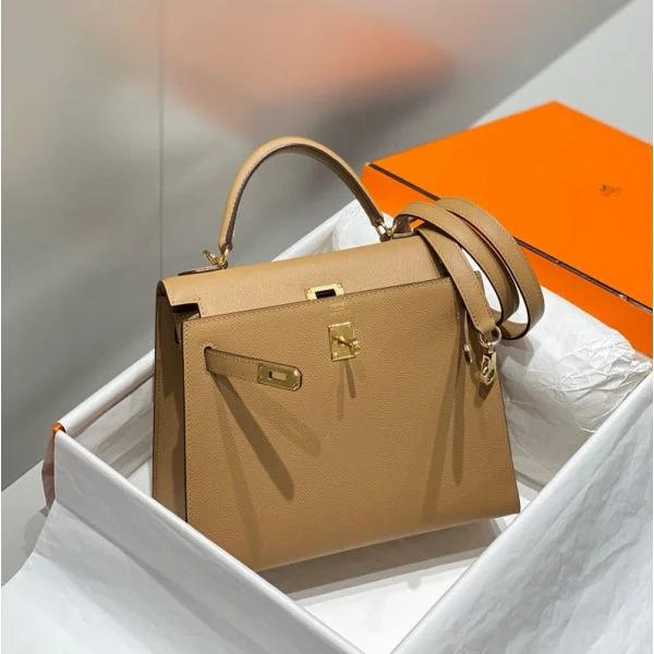 Hermes Kelly 28cm Bag In Chai Epsom Leather GHW - Image 4