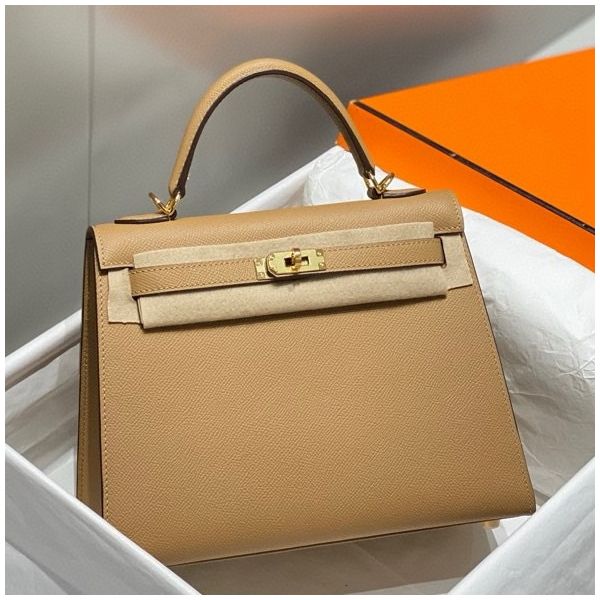 Hermes Kelly 28cm Bag In Chai Epsom Leather GHW