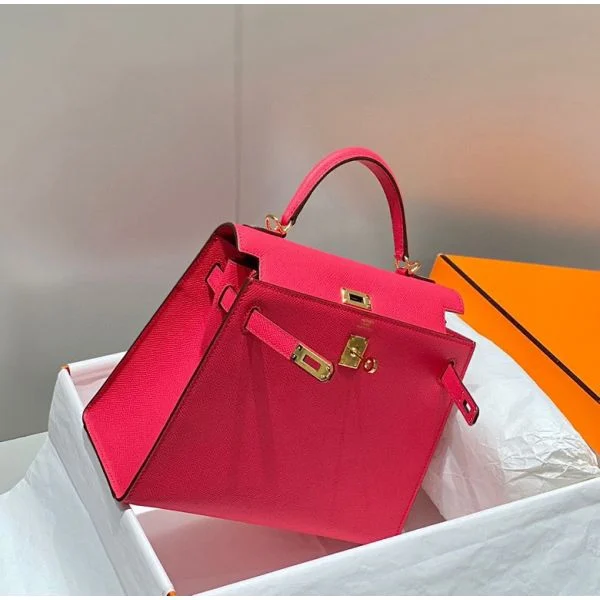 Hermes Kelly 28cm Bag In Rose Extreme Epsom Leather GHW - Image 4