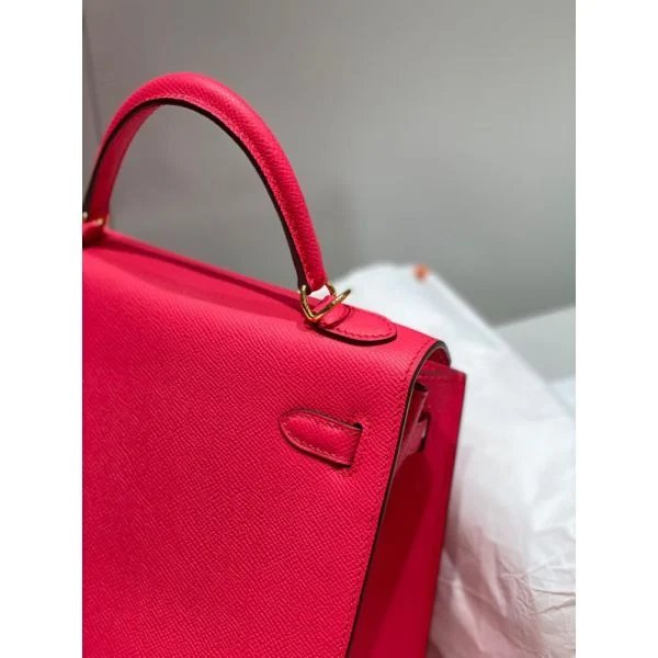 Hermes Kelly 28cm Bag In Rose Extreme Epsom Leather GHW - Image 6