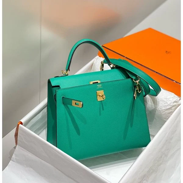 Hermes Kelly 28cm Bag In Vert Jade Epsom Leather PHW - Image 3
