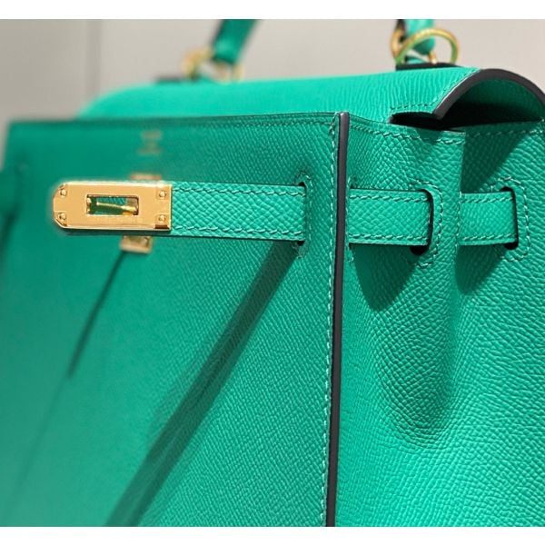 Hermes Kelly 28cm Bag In Vert Jade Epsom Leather PHW - Image 6