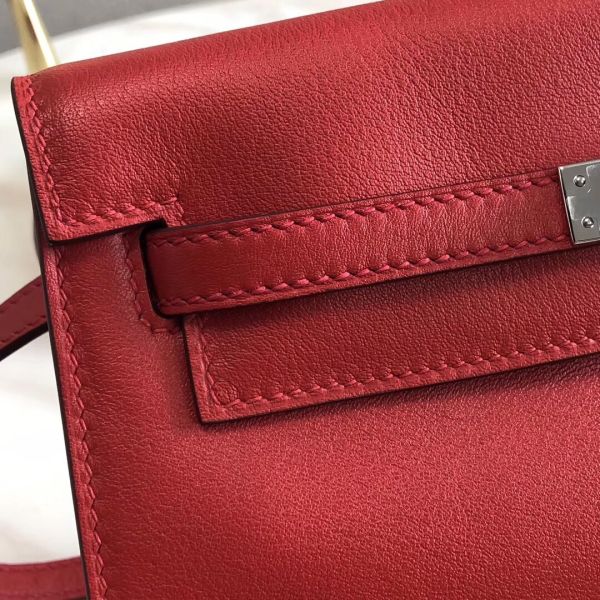 Hermes Kelly Danse Handmade Bag In Red Swift Leather - Image 3