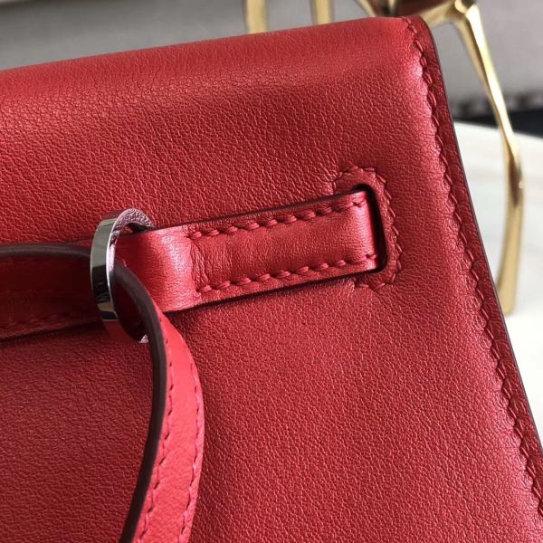 Hermes Kelly Danse Handmade Bag In Red Swift Leather - Image 4
