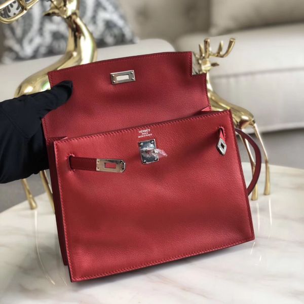 Hermes Kelly Danse Handmade Bag In Red Swift Leather - Image 5