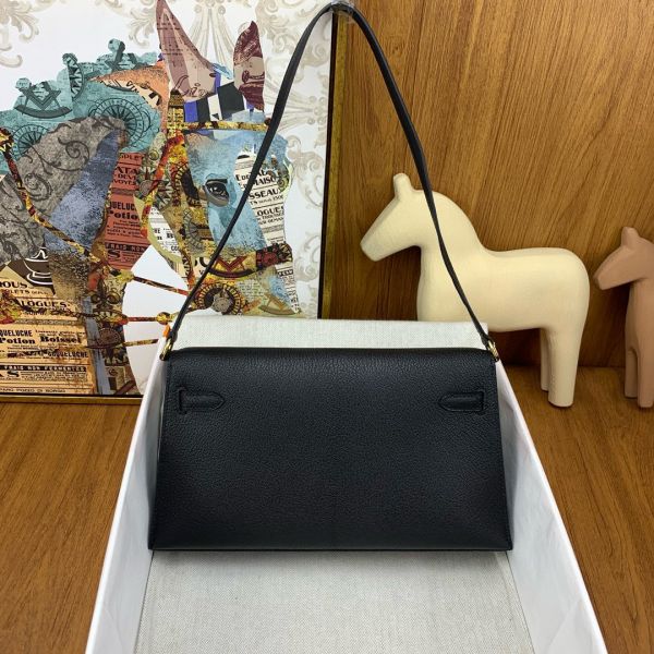 Hermes Kelly Elan Handmade Bag In Black Chevre Mysore Leather - Image 2