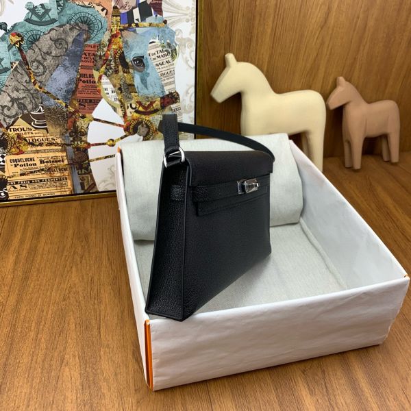 Hermes Kelly Elan Handmade Bag In Black Chevre Mysore Leather - Image 10