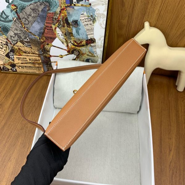 Hermes Kelly Elan Handmade Bag In Gold Epsom Leather - Image 9