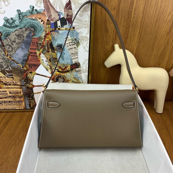 Hermes Kelly Elan Handmade Bag In Taupe Epsom Leather - Image 2