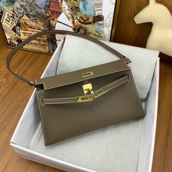 Hermes Kelly Elan Handmade Bag In Taupe Epsom Leather - Image 4