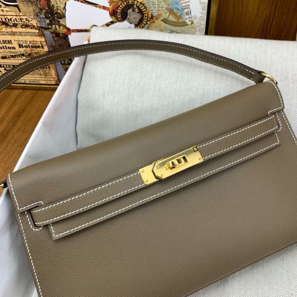 Hermes Kelly Elan Handmade Bag In Taupe Epsom Leather - Image 6