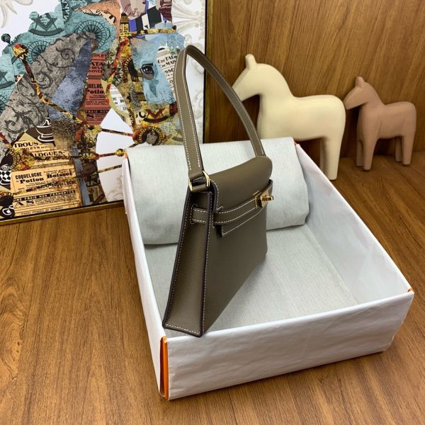 Hermes Kelly Elan Handmade Bag In Taupe Epsom Leather - Image 7