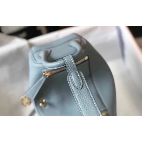 Hermes Lindy Mini Bag In Blue Lin Clemence Leather GHW - Image 4
