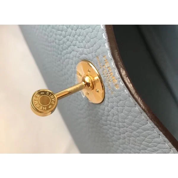 Hermes Lindy Mini Bag In Blue Lin Clemence Leather GHW - Image 6
