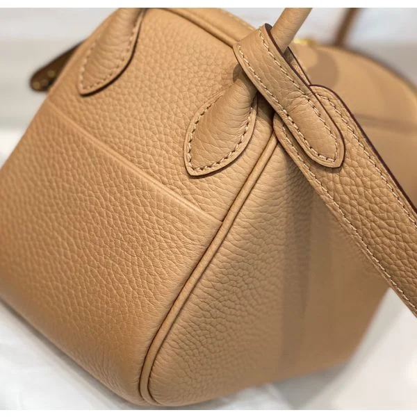Hermes Lindy Mini Bag In Chai Clemence Leather GHW - Image 5