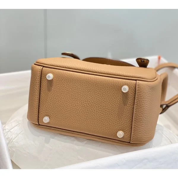 Hermes Lindy Mini Bag In Chai Clemence Leather GHW - Image 6