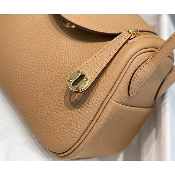 Hermes Lindy Mini Bag In Chai Clemence Leather GHW - Image 7