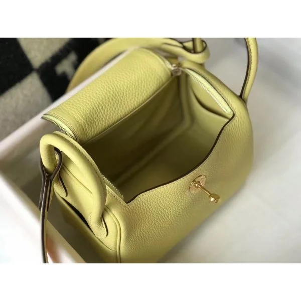 Hermes Lindy Mini Bag In Jaune Poussin Clemence Leather GHW - Image 8