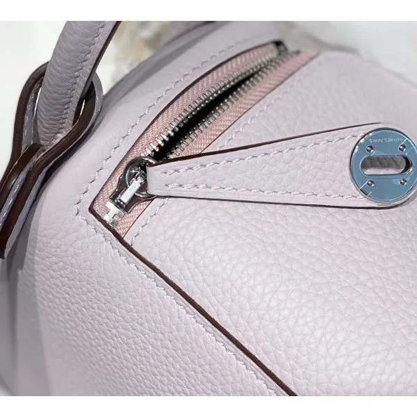 Hermes Lindy Mini Bag In Mauve Pale Clemence Leather PHW - Image 8