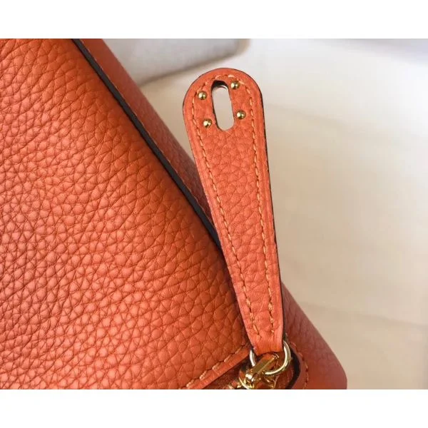Hermes Lindy Mini Bag In Orange Clemence Leather GHW - Image 5