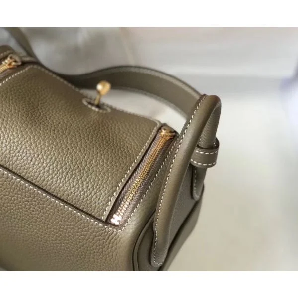 Hermes Lindy Mini Bag In Taupe Clemence Leather GHW - Image 5