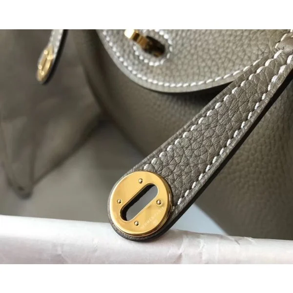 Hermes Lindy Mini Bag In Taupe Clemence Leather GHW - Image 6