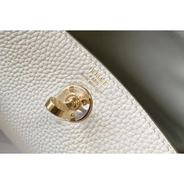 Hermes Lindy Mini Bag In White Clemence Leather GHW - Image 7