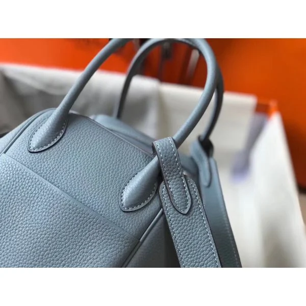 Hermes Lindy 26cm Bag In Blue Lin Clemence Leather PHW - Image 4