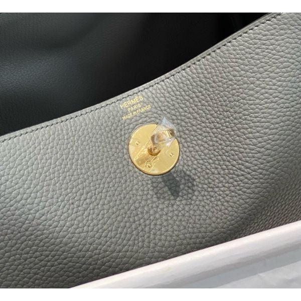 Hermes Lindy 26cm Bag In Gris Meyer Clemence Leather GHW - Image 8