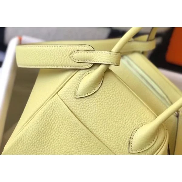Hermes Lindy 26cm Bag In Jaune Poussin Clemence Leather GHW - Image 6