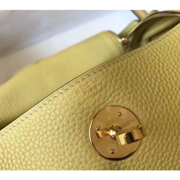 Hermes Lindy 26cm Bag In Jaune Poussin Clemence Leather GHW - Image 7