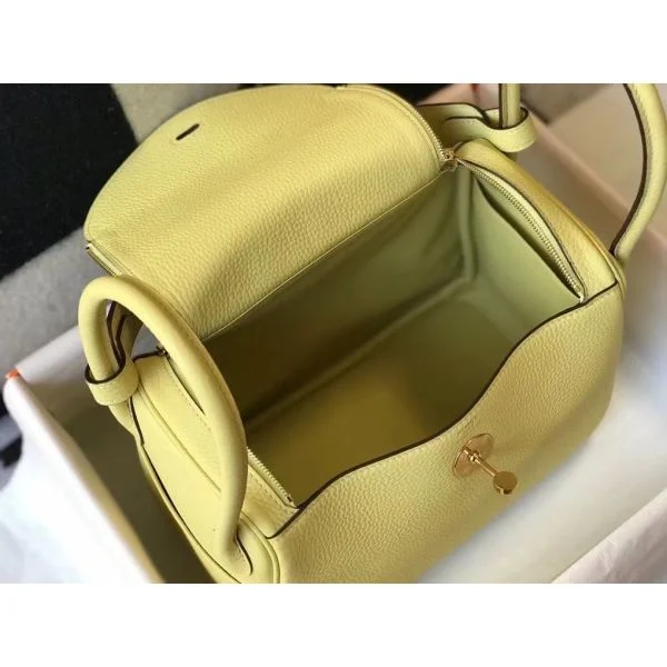 Hermes Lindy 26cm Bag In Jaune Poussin Clemence Leather GHW - Image 9