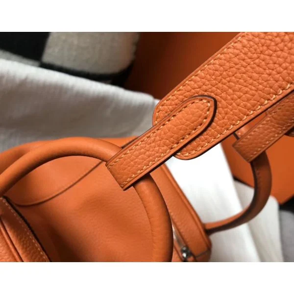 Hermes Lindy 26cm Bag In Orange Clemence Leather PHW - Image 4