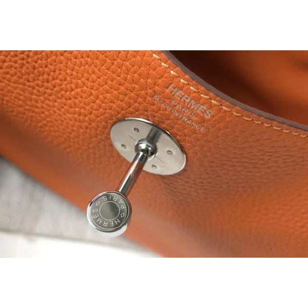 Hermes Lindy 26cm Bag In Orange Clemence Leather PHW - Image 5