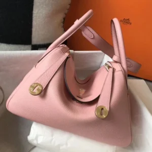 Hermes Lindy 26cm Bag In Pink Clemence Leather GHW